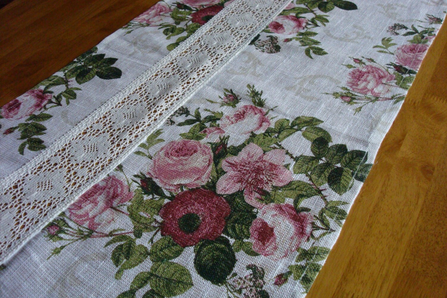 Linen table runner shabby chic tablecloth lace table runners Etsy