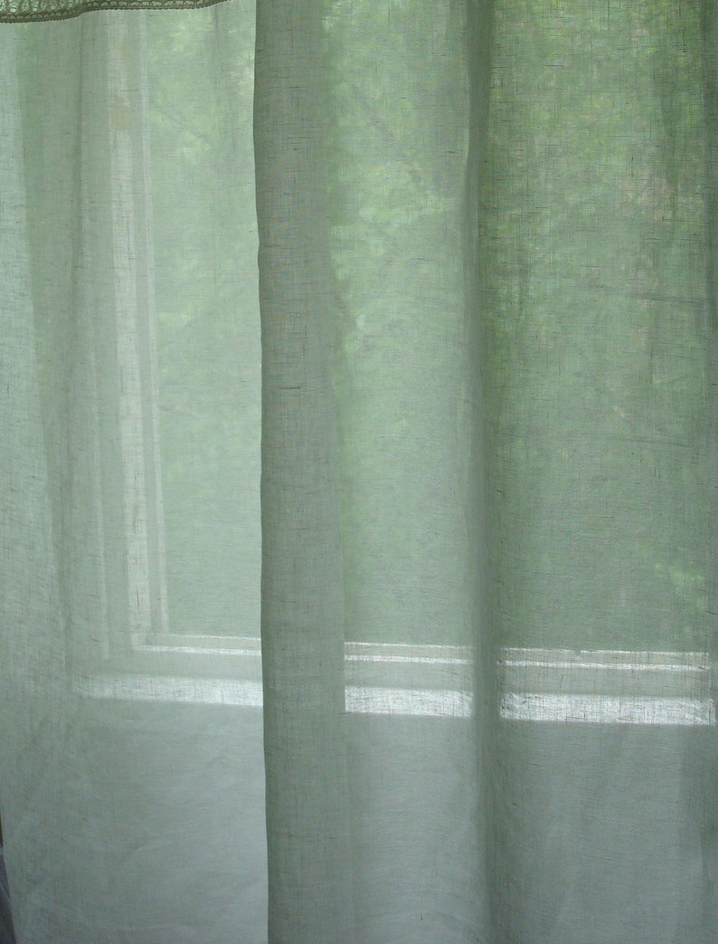 Linen Sheer White Curtain Panels . Window Drapery . Kitchen Etsy