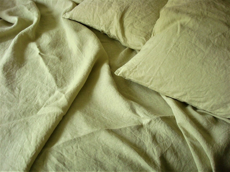 Simple Light Green Linen Pillow Case Stonewashed Linen Etsy