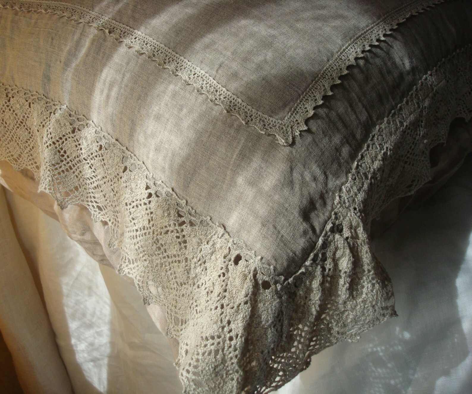 Shabby Chic Pillow Case / Softest Linen Pillow Cover with Lace Etsy