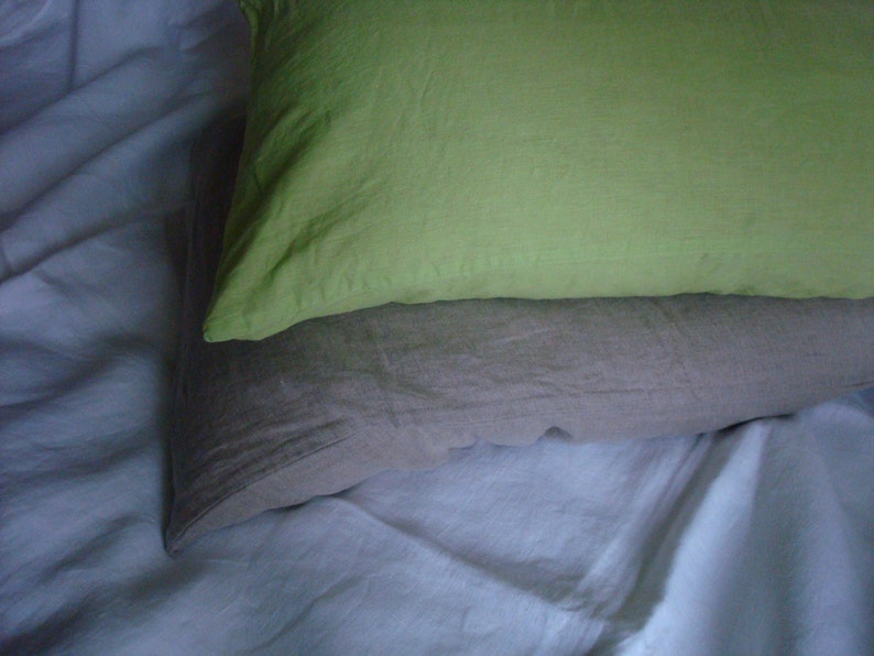 Simple Light Green Linen Pillow Case Stonewashed Linen Etsy