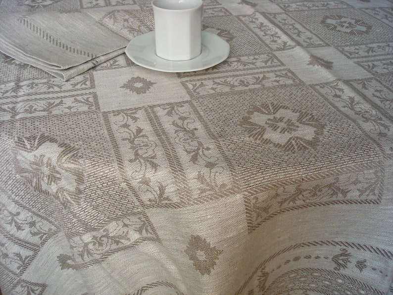 Oval Tablecloth Linen Jacquard Tablecloth Custom Sizes Etsy