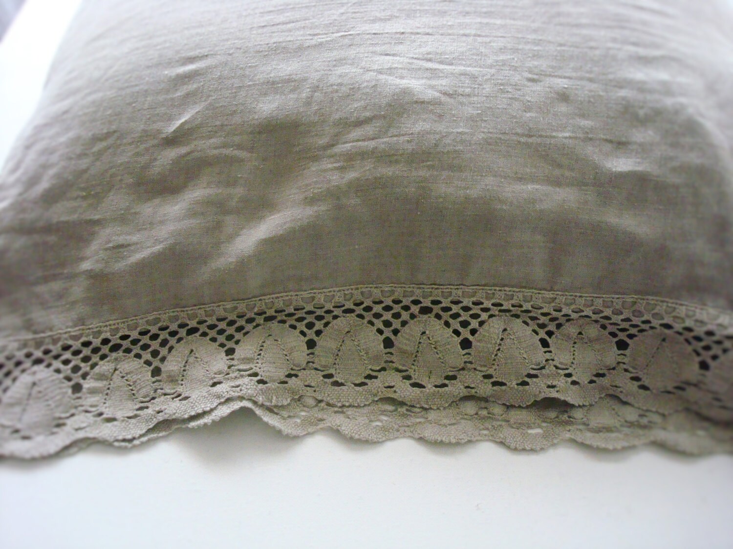 Pillowcase With Lace / Softened Linen Pillowcase Lace Trim Etsy
