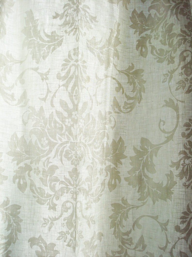 Damask curtains linen window curtains white curtain panels Etsy