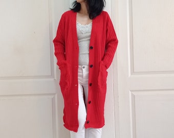 Long Red Sweater - Etsy
