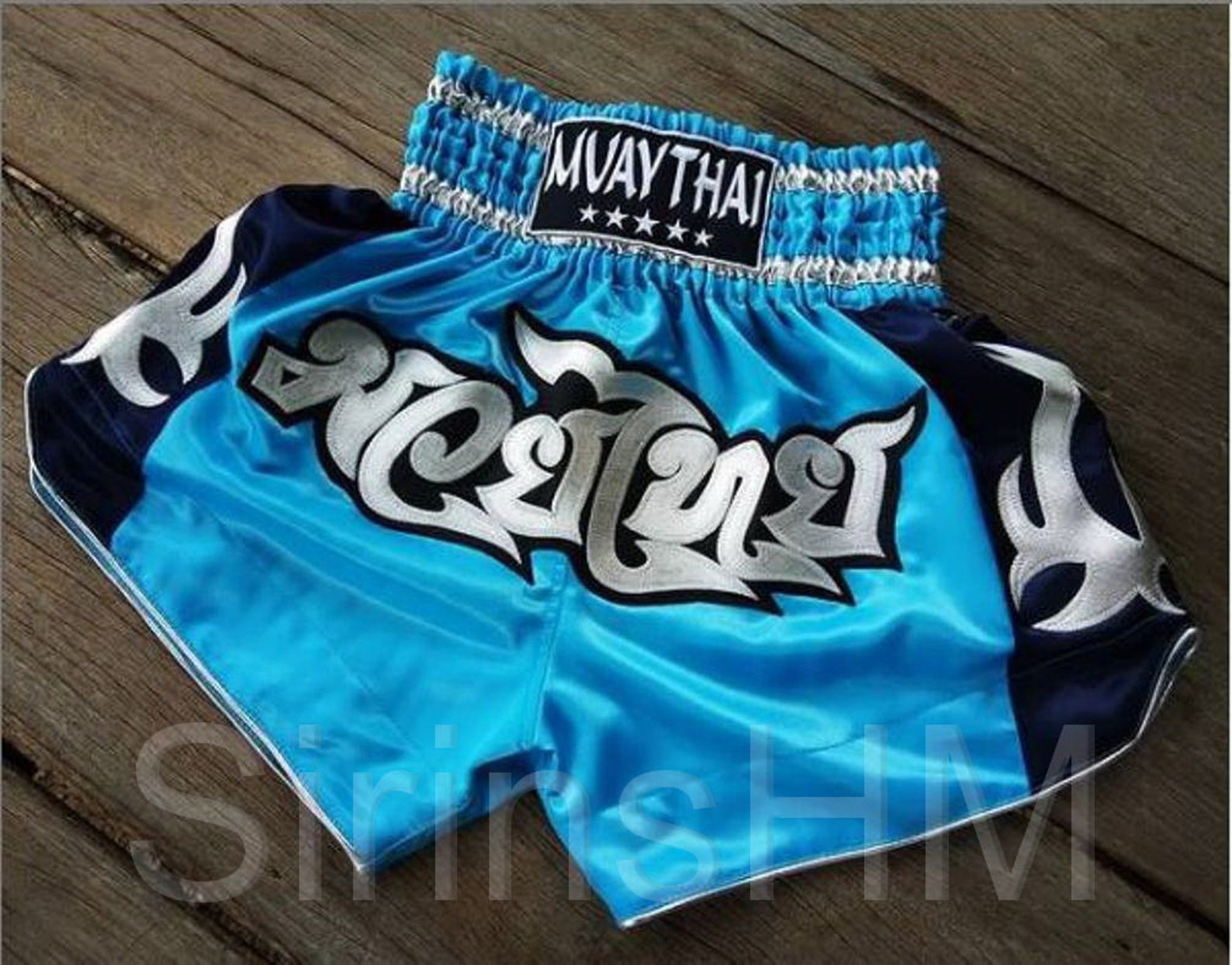 Blue Plaid Muay Thai Boxing Shorts main image 1