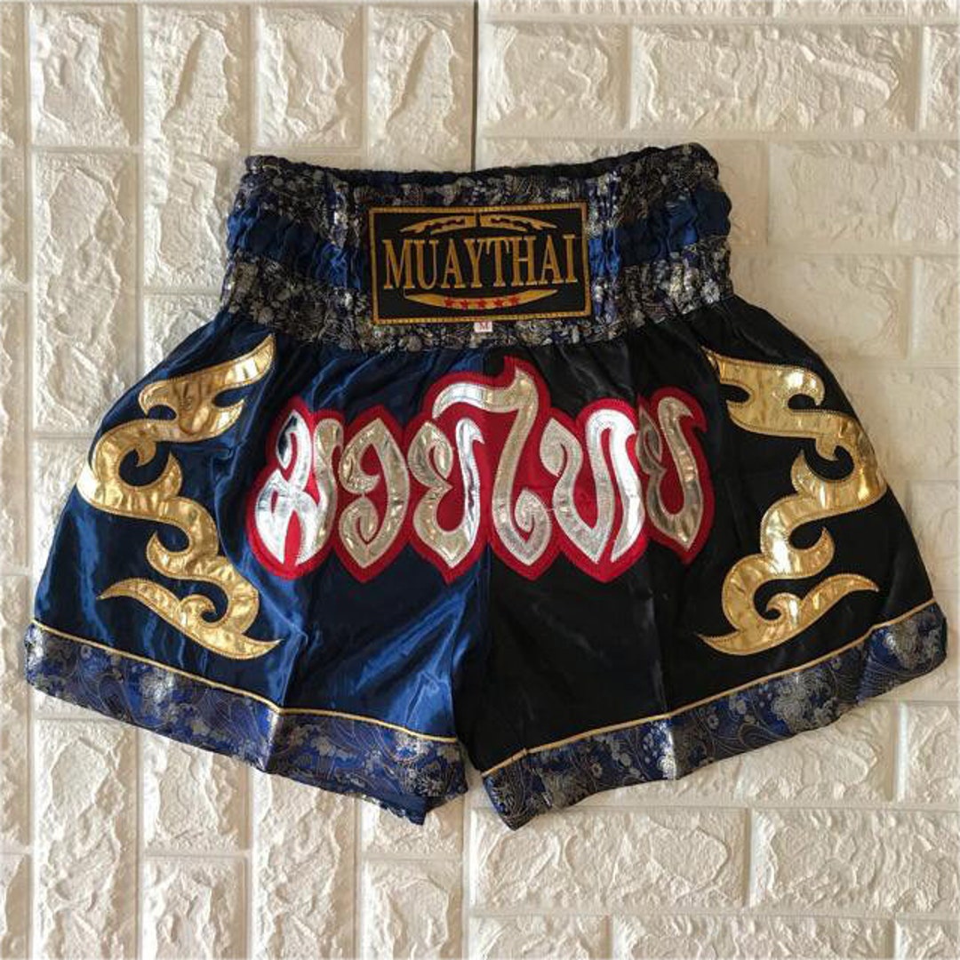 Polka Dot Blue And White Print Pattern Muay Thai Boxing Shorts main image 1