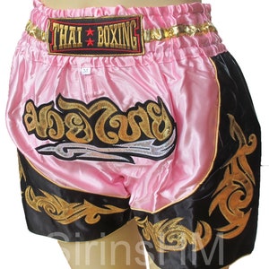 Marble Liquid Pink Gold Print Pattern Muay Thai Boxing Shorts main image 1