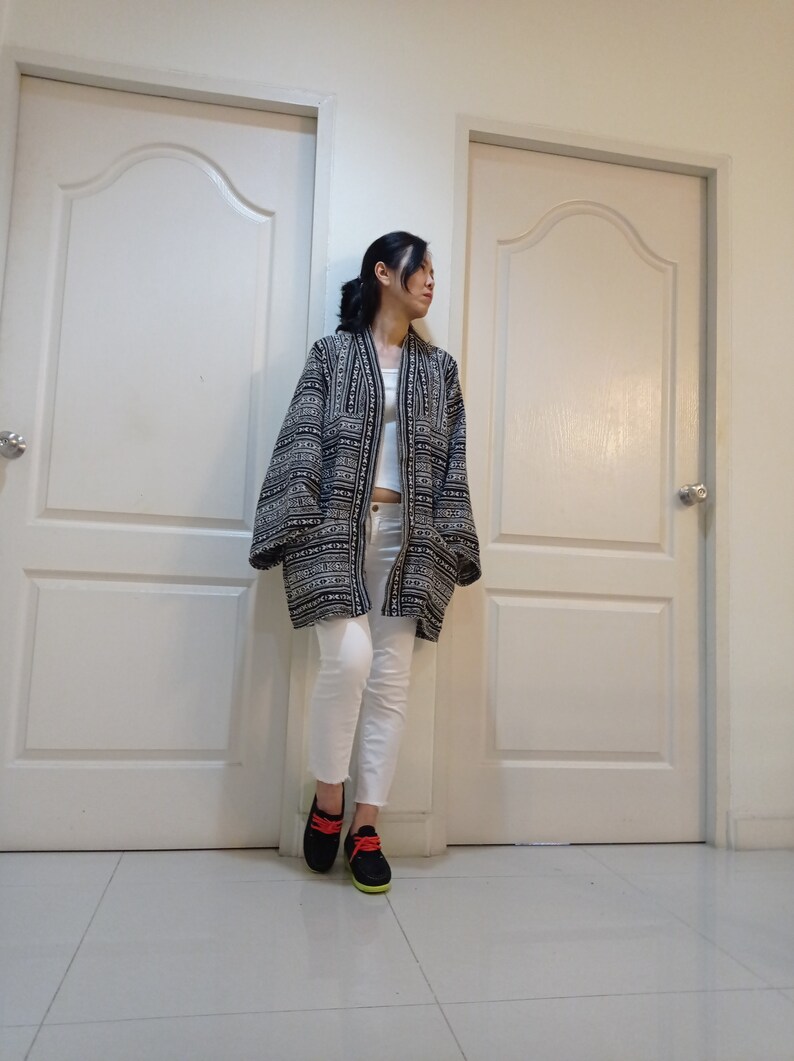 Big Size Unisex Vintage Tribal Hmong Hand Woven Cotton Jackets,Kimono,Yukata,Cardigan,Hill Tribe Woven clothing,Boho Handmade Cloth,Bohemian