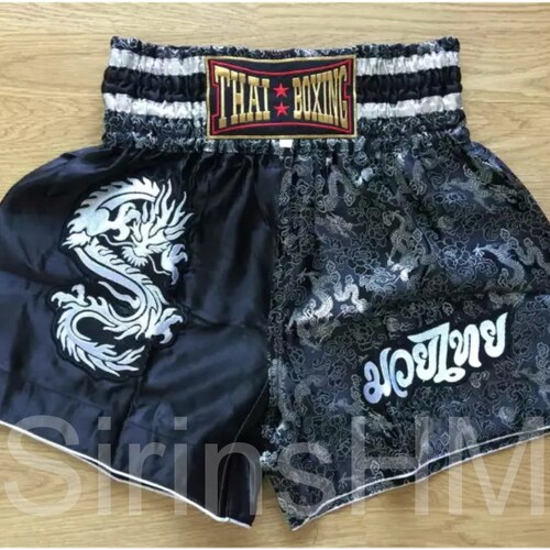Glitter Artwork Orange Print Muay Thai Boxing Shorts
