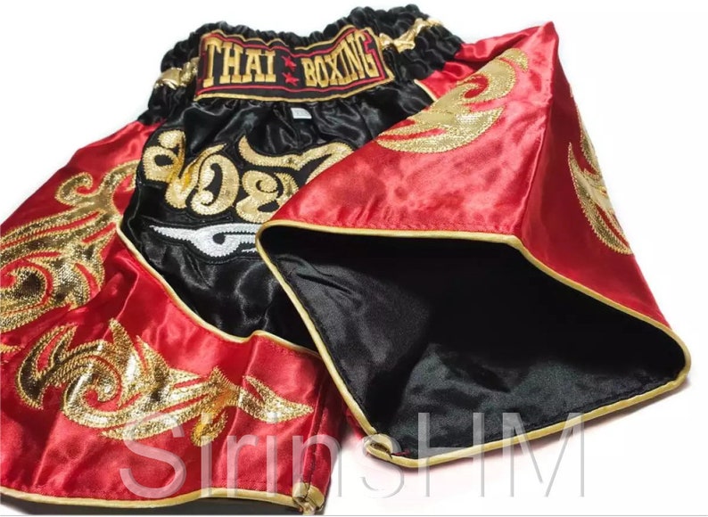 Rose Red Print Pattern Muay Thai Boxing Shorts main image 1
