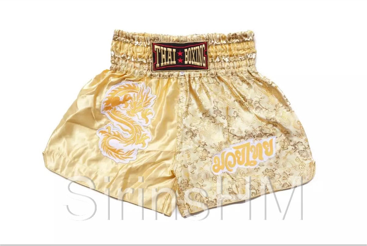Muay Thai Boxing Shorts for Adult Golden with Gold Dragon Etsy