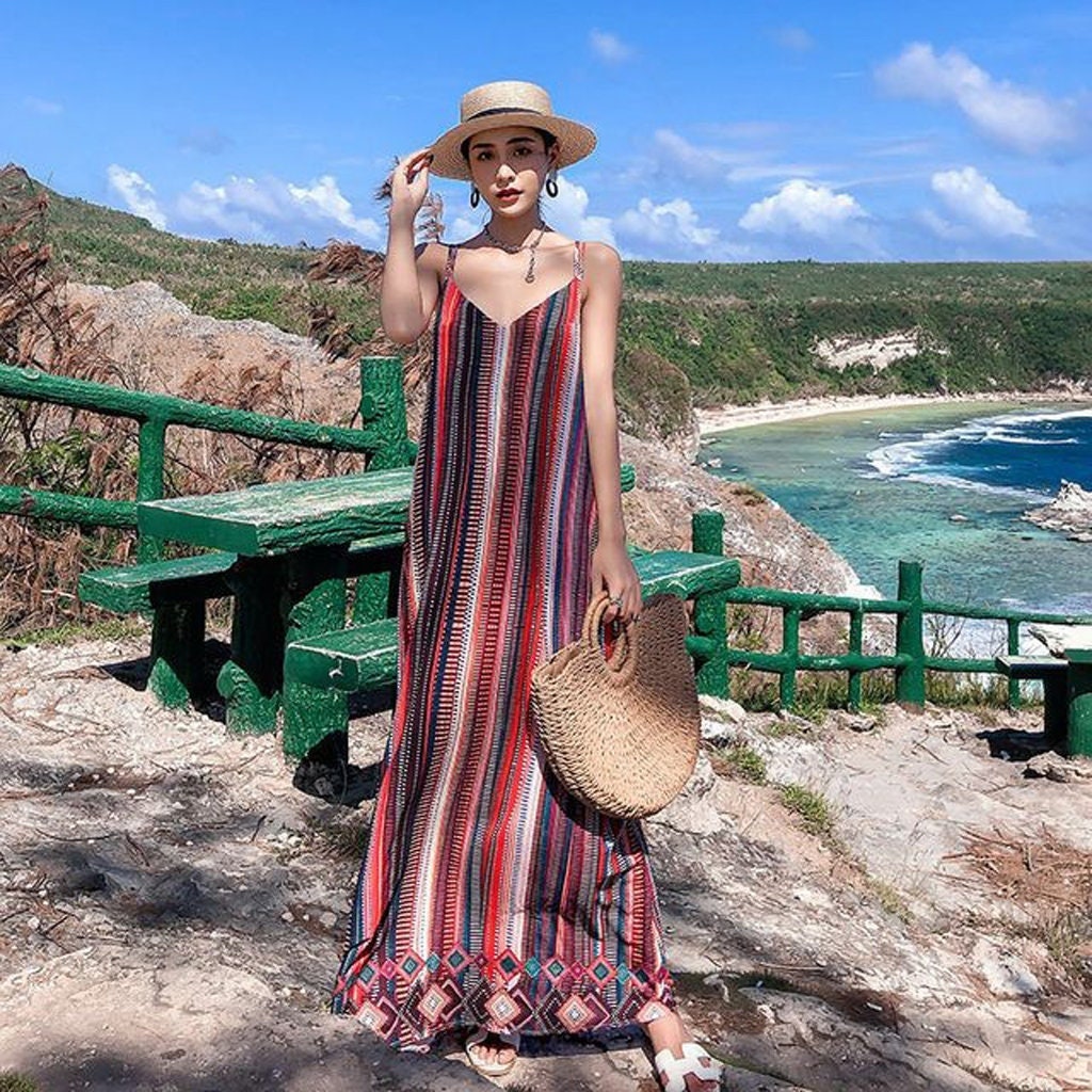 Colisha Ladies Long Maxi Dresses Spaghetti Straps Summer Beach Sundress  Sleeveless Slip Dress Casual Party V Neck LQ479-lv S 