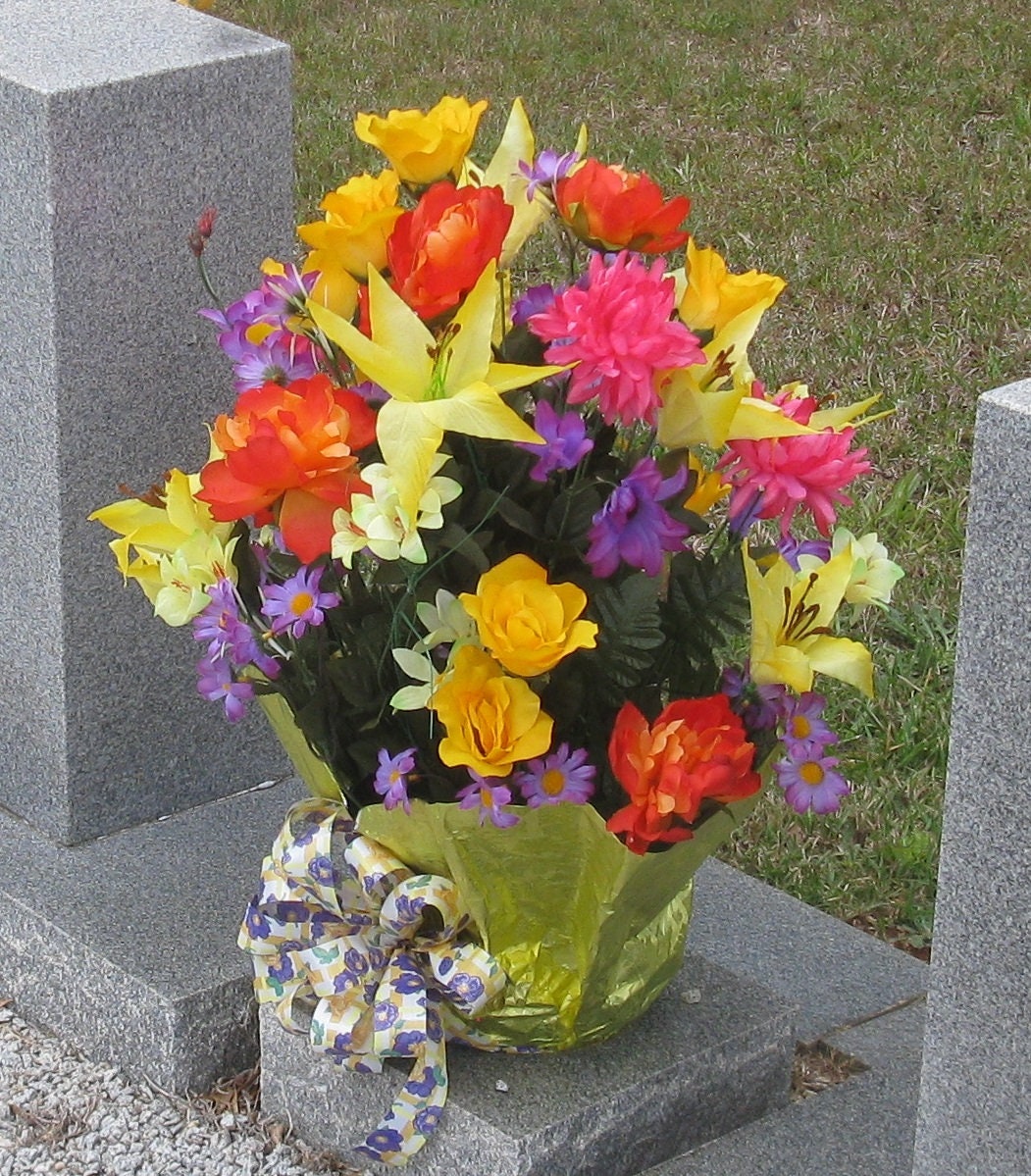 Silk Cemetery FlowersMade To Order Silk Grave Flower Etsy