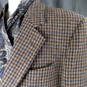1970s Harris Tweed Oatmeal Blue Mossy Green and Brown Check Wool Jacket ...