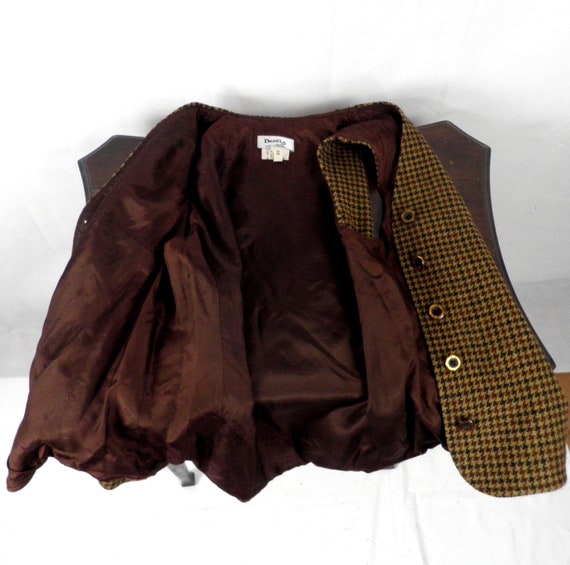 1960s Dark Mid and Light Brown Dogtooth Check Twe… - image 6