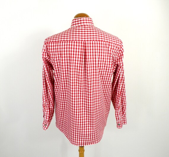 1970s Red and White Check Gingham Trachten Cotton… - image 5