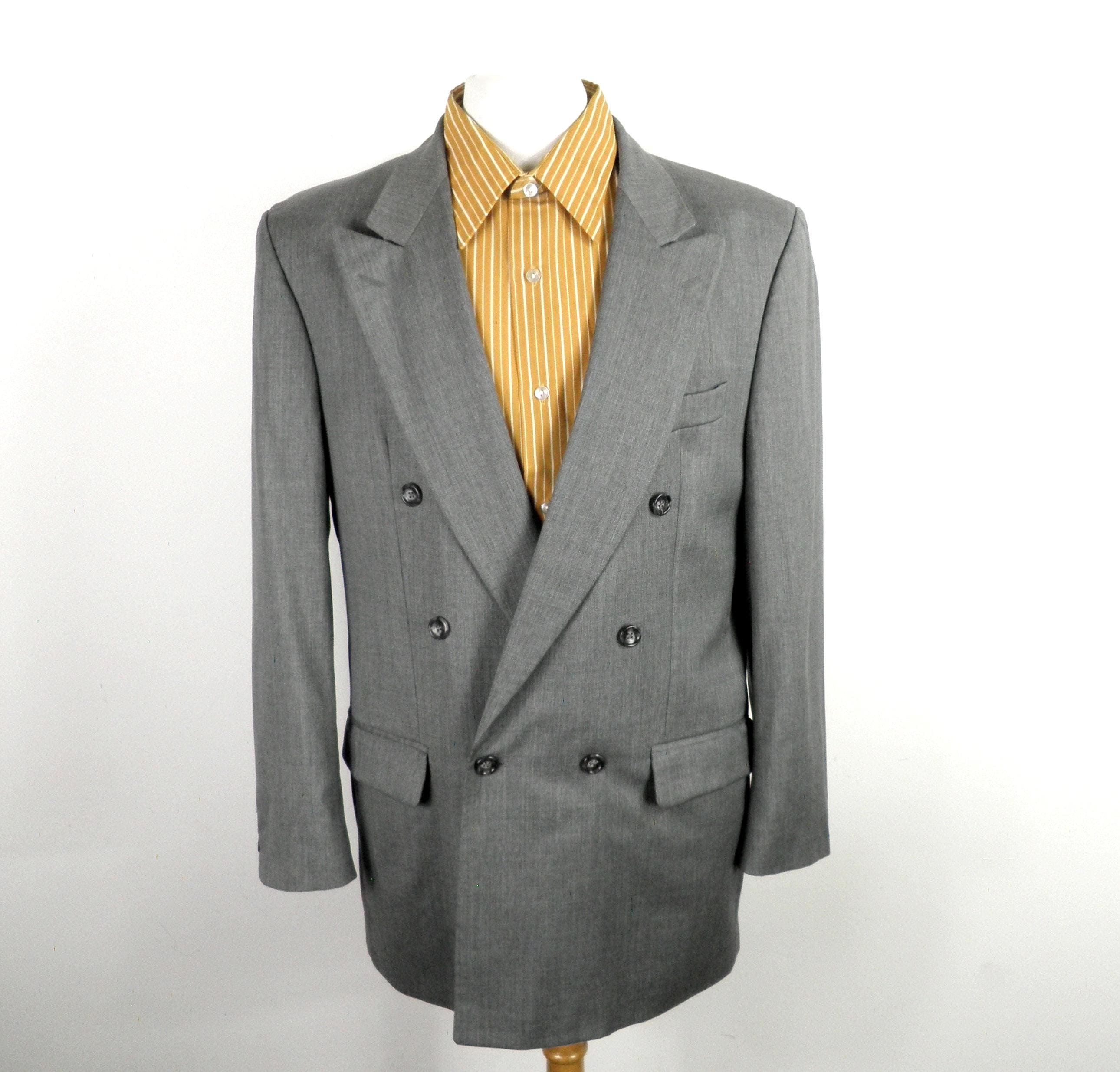 1970s Grey Tailored Double Breasted Wool Blazer Jacket by Mcneal