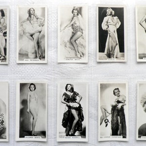 Film et scène Beauties by Carreras, lot de 54 cartes cigarettes émises en 1939, cadeau rare de stars de cinéma glamour