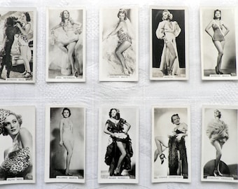 Film and Stage Beauties by Carreras Cigarette Cards Set of 54 Issued in 1939 Glamour Film Stage Stars Rare Gift