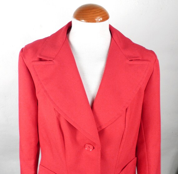 1970s Trevira Bright Red Double Breasted Jacket b… - image 1