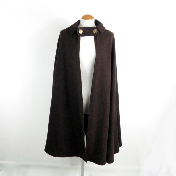 1970s Dark Brown Trachten Wool Cape / Cloak with