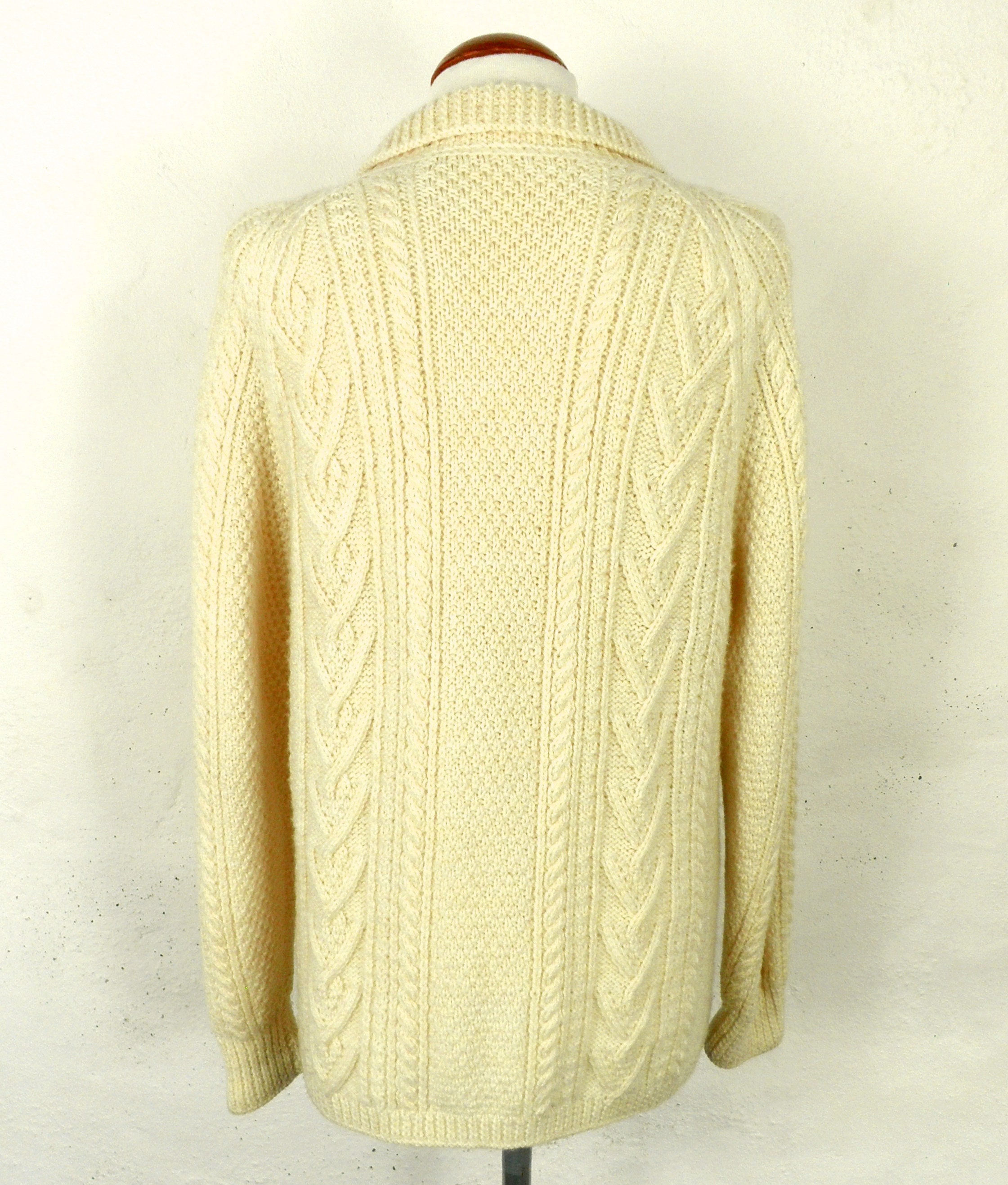 Cream Hand Knit Cable Knit Wool Cardigan With Cute Collar Size - Etsy UK