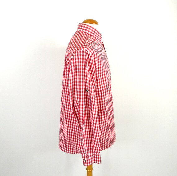 1970s Red and White Check Gingham Trachten Cotton… - image 7