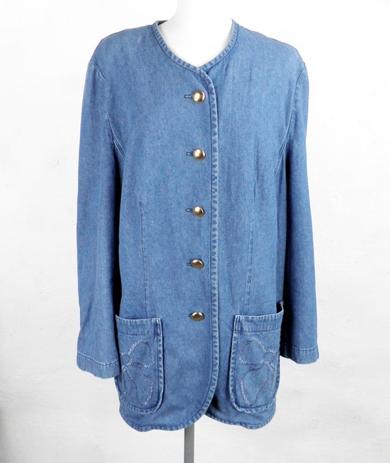 1980s Mondi Denim Jacket by Patrizias S Designer Size L UK 18 | Etsy