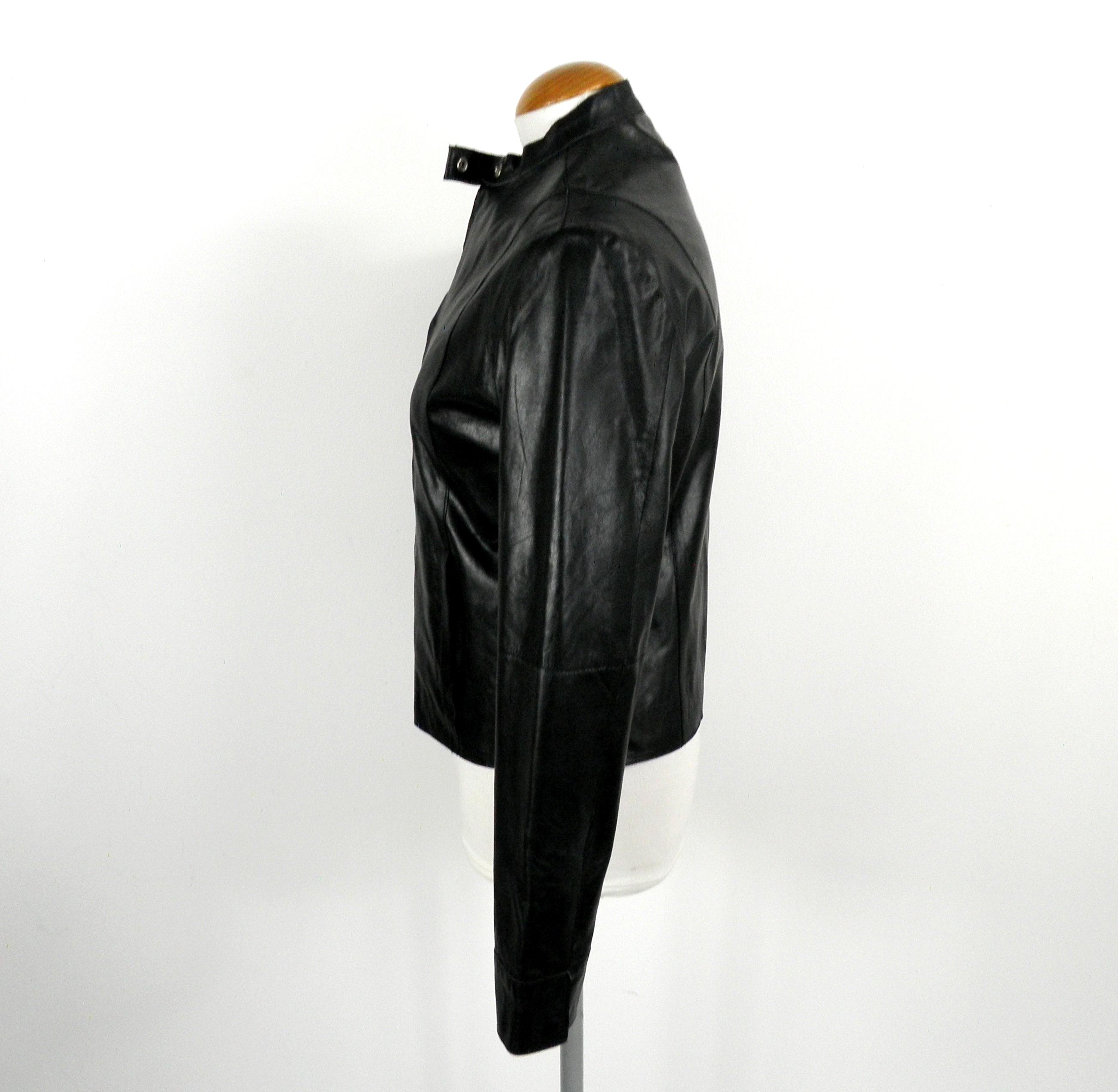 1990s New Luxury Designer Black Ultra Fine Leather Jacket by