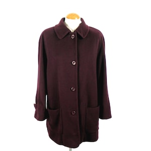 1980s Lampert Dark Wine Red Wool and Cashmere Loose Fit Jacket by Admyra London Made in England  Size UK 18  Glam Classic Boho Cosmo