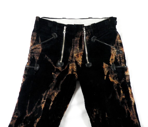 Awesome Black and Tan Bleach Dyed Flared Leg Cotton Wale