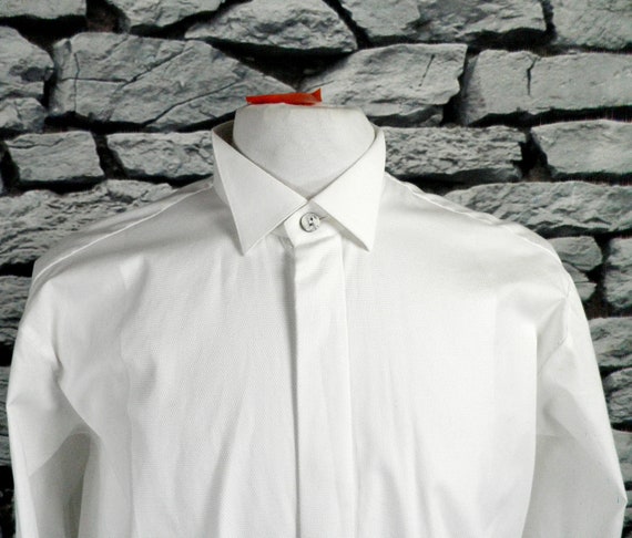 1980s New White Tailored Tuxedo Cotton Long Sleeved Shirt with | Etsy