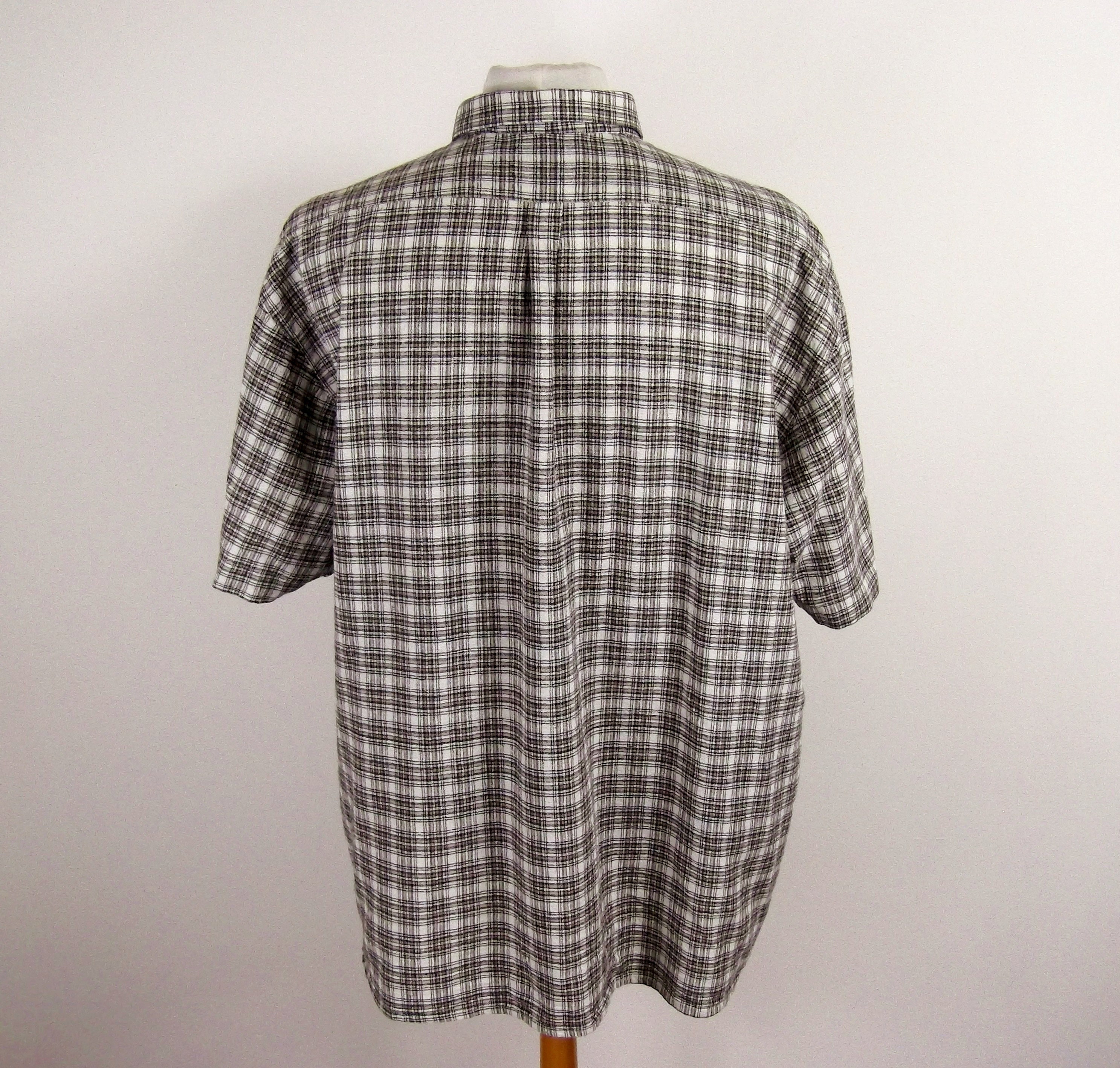 70s Grey Black and White Check Cotton Cheesecloth Folk Short