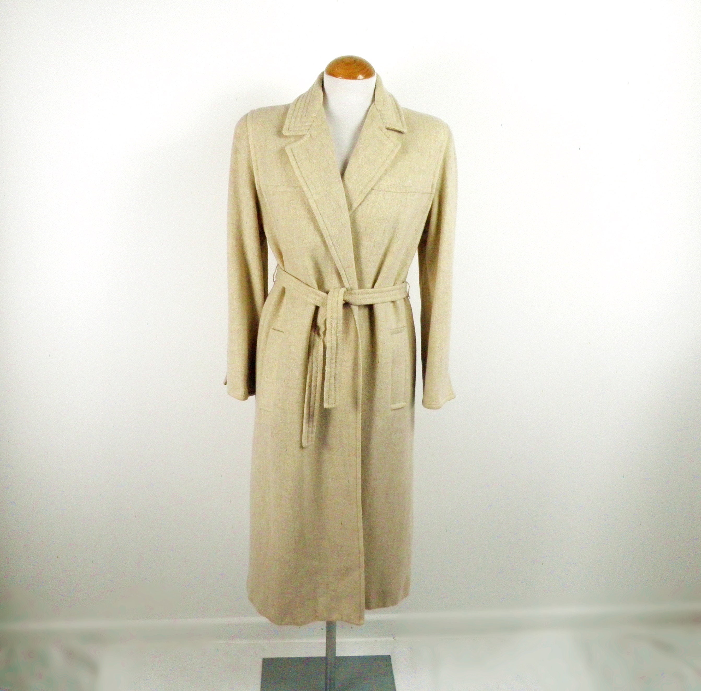 Belted Double Face Hooded Wrap Coat - Luxury Natural