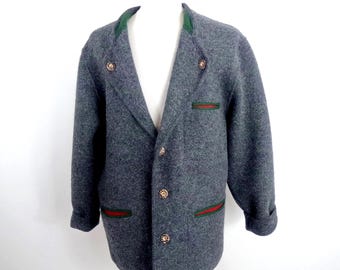 Dark Khaki Green Loden Jacket: Traditional Austrian Tyrolean Wool
