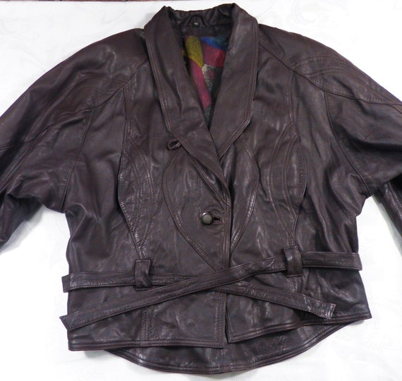 1980s Aubergine Purple Soft Kid Leather Jacket wi… - image 7