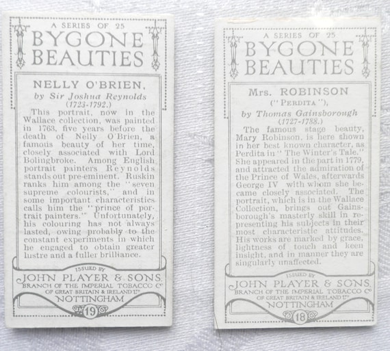 Bygone Beauties Complete Your Set John Player & Sons 1914 Bygone Beauties Complete Your Set John Player & Sons 1914