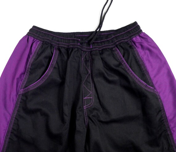 1990s Vibrant Purple and Black Raver Cotton Baggy… - image 2