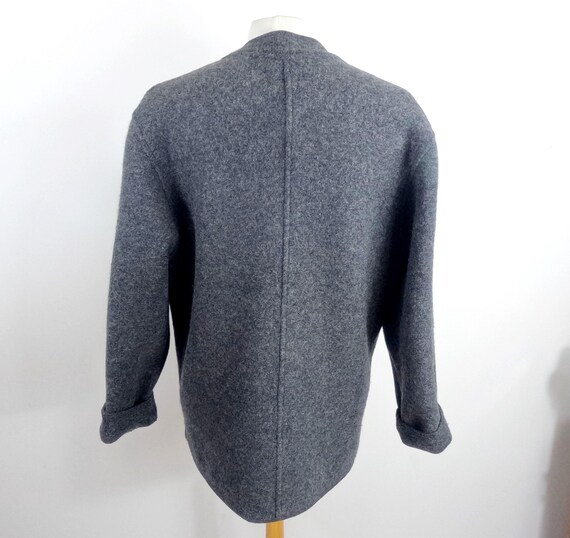 Vintage Boiled Wool Trachten Jacket Marlene Navy Blue Austrian Tyrolean Cardigan