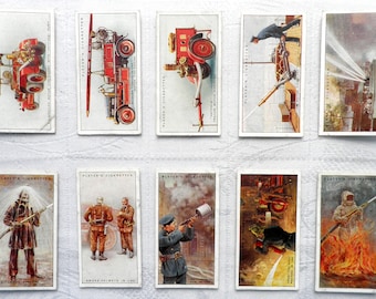 Fire Fighting Appliances Complete Set of 50 by John Player & Sons Cigarette Cards  Issued 1930 Fire Engines Fireman History Vehicles Rare