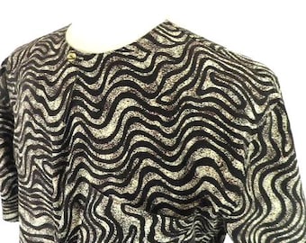 1980s Stunning Tribal Print African Cotton Kurta with Short Sleeves by Afrik de Woodin Size M / L Chest up to 44 inches Boho Ethnic Jazz Art