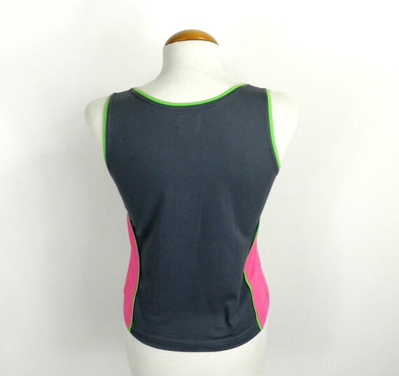 1990s New Dark Grey and Hot Pink Panelled Rave Vest w… Gem