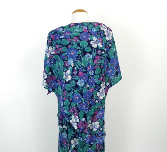 1980s Liberty Print New Blue Green on Blue Floral… - image 6