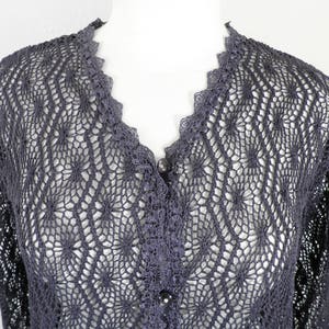 Purple Crochet Lacy Cardigan  Size L  Boho Hippy