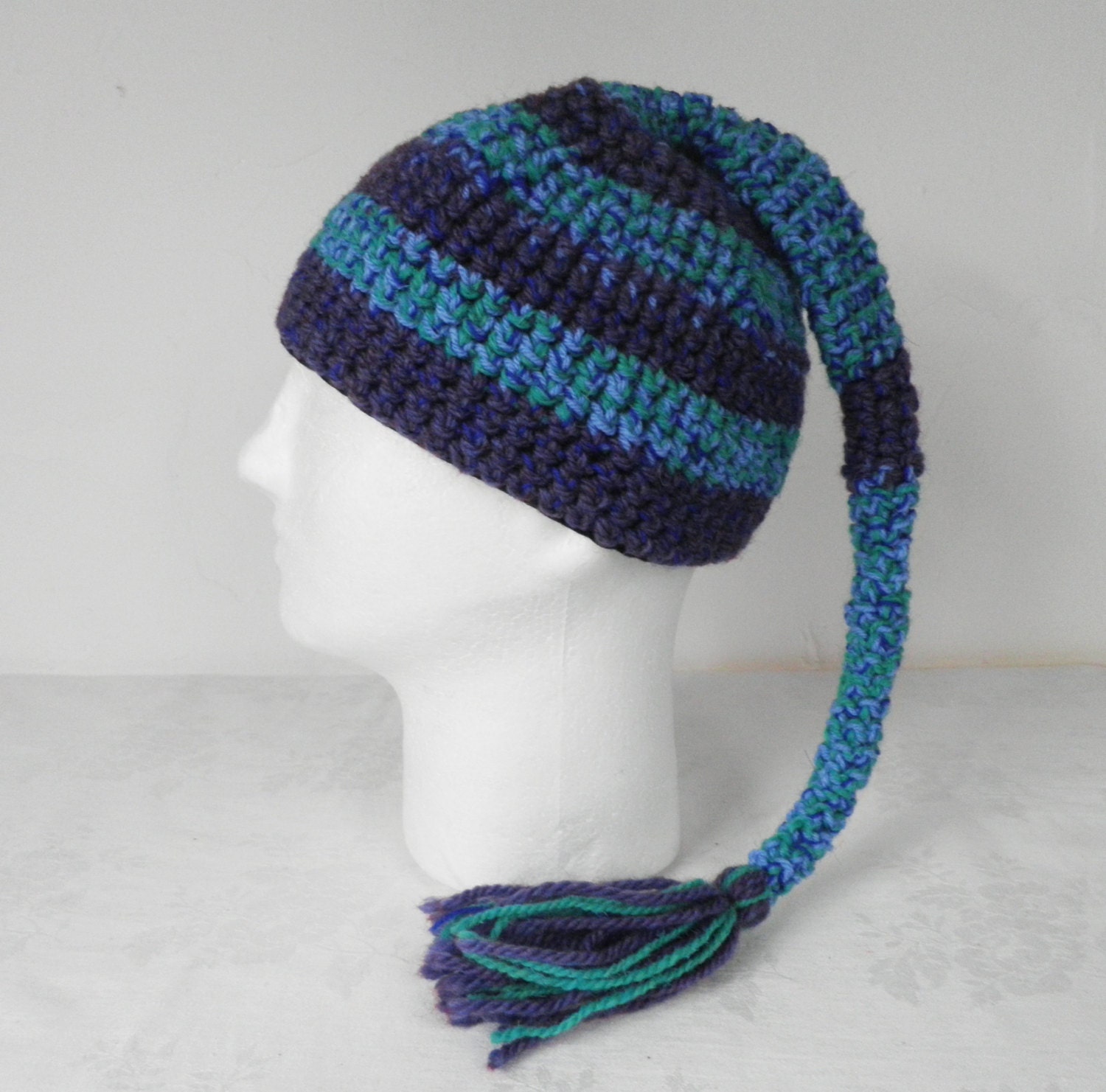 Handmade Purple Felted Wool Hat w/ Green Blue Crochet Band Boho Retro s-l1200.jpg main image 3
