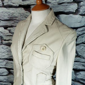 1990s Cream Soft Kid Leather Jacket by BCBG Max Azria Size XS UK 8  Boho Funky Disco Glam