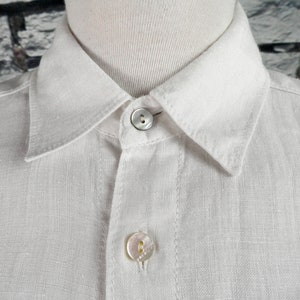 1980s  New Pure White Linen Loose Fitting Summer Blouse by Jackpot Size M UK 14 Made in Denmark
