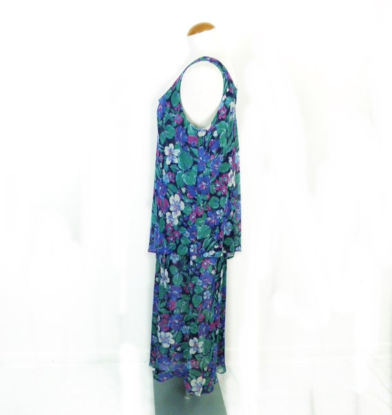 1980s Liberty Print New Blue Green on Blue Floral… - image 3