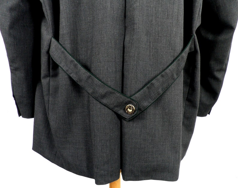 1960s Dark Grey Bavarian Trachten Wool Jacket with Green Felt Trim by Alphorn Original Size 4XL Classic Boho
